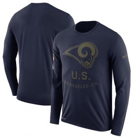 Wholesale Cheap Men\'s Los Angeles Rams Nike Navy Salute to Service Sideline Legend Performance Long Sleeve T-Shirt