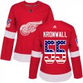 Wholesale Cheap Adidas Red Wings #55 Niklas Kronwall Red Home Authentic USA Flag Women's Stitched NHL Jersey