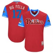 Wholesale Cheap Phillies #17 Rhys Hoskins Red "Big Fella" Players Weekend Authentic Stitched MLB Jersey