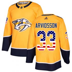 Wholesale Cheap Adidas Predators #33 Viktor Arvidsson Yellow Home Authentic USA Flag Stitched Youth NHL Jersey