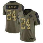 Wholesale Cheap Men's Olive Washington Football Team #24 Antonio Gibson 2021 Camo Salute To Service Limited Stitched Jersey