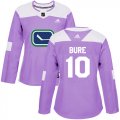 Wholesale Cheap Adidas Canucks #10 Pavel Bure Purple Authentic Fights Cancer Women's Stitched NHL Jersey