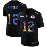 Cheap Green Bay Packers #12 Aaron Rodgers Men's Nike Multi-Color Black 2020 NFL Crucial Catch Vapor Untouchable Limited Jersey