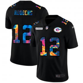 Cheap Green Bay Packers #12 Aaron Rodgers Men\'s Nike Multi-Color Black 2020 NFL Crucial Catch Vapor Untouchable Limited Jersey