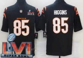 Wholesale Cheap Men\'s Cincinnati Bengals #85 Tee Higgins Limited Black 2022 Super Bowl LVI Bound Vapor Jersey