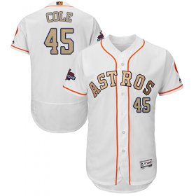 Wholesale Cheap Astros #45 Gerrit Cole White FlexBase Authentic 2018 Gold Program Cool Base Stitched MLB Jersey