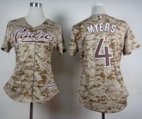 Wholesale Cheap Padres #4 Wil Myers Camo Alternate 2 Women\'s Stitched MLB Jersey