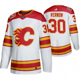 Wholesale Cheap Calgary Flames #30 Mike Vernon Men\'s 2019-20 Heritage Classic Authentic White Stitched NHL Jersey