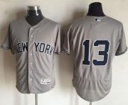 Wholesale Cheap Yankees #13 Alex Rodriguez Grey Flexbase Authentic Collection Stitched MLB Jersey