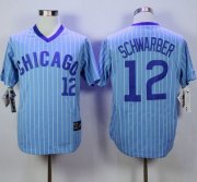 Wholesale Cheap Cubs #12 Kyle Schwarber Blue(White Strip) Cooperstown Throwback Stitched MLB Jersey