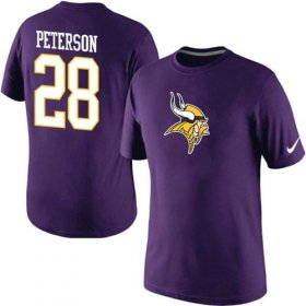 Wholesale Cheap Nike Minnesota Vikings #28 Adrian Peterson Name & Number NFL T-Shirt Purple