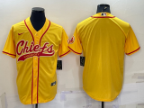 Wholesale Cheap Men's Kansas City Chiefs Blank Gold With Patch Cool Base Stitched Baseball Jersey