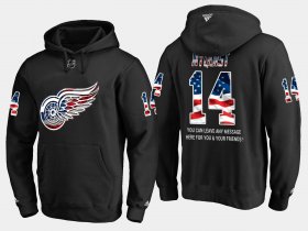 Wholesale Cheap Red Wings #14 Gustav Nyquist NHL Banner Wave Usa Flag Black Hoodie