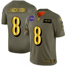 Wholesale Cheap Baltimore Ravens #8 Lamar Jackson NFL Men\'s Nike Olive Gold 2019 Salute to Service Limited Jersey