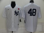 Wholesale Cheap Men's New York Yankees #48 Anthony Rizzo White No Name Stitched Rose Nike Cool Base Throwback Jersey