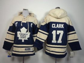 Wholesale Cheap Maple Leafs #17 Wendel Clark Blue Sawyer Hooded Sweatshirt Stitched Youth NHL Jersey