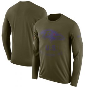Wholesale Cheap Men\'s Baltimore Ravens Nike Olive Salute to Service Sideline Legend Performance Long Sleeve T-Shirt