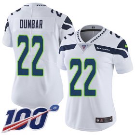 Wholesale Cheap Nike Seahawks #22 Quinton Dunbar White Women\'s Stitched NFL 100th Season Vapor Untouchable Limited Jersey