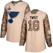 Wholesale Cheap Adidas Blues #18 Tony Twist Camo Authentic 2017 Veterans Day Stanley Cup Champions Stitched NHL Jersey