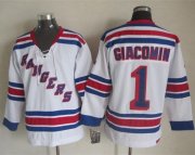 Wholesale Cheap Rangers #1 Eddie Giacomin White CCM Throwback Stitched NHL Jersey