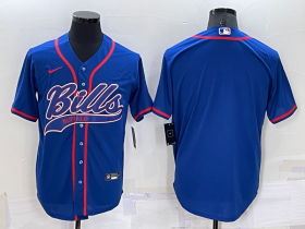 Wholesale Cheap Men\'s Buffalo Bills Blank Blue Stitched MLB Cool Base Nike Baseball Jersey