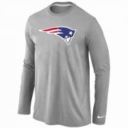 Wholesale Cheap Nike New England Patriots Logo Long Sleeve T-Shirt Grey