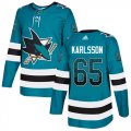 Wholesale Cheap Adidas Sharks #65 Erik Karlsson Teal Home Authentic Drift Fashion Stitched NHL Jersey