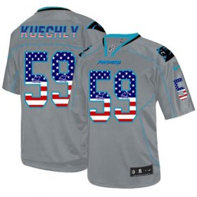 Wholesale Cheap Nike Panthers #59 Luke Kuechly Lights Out Grey Men\'s Stitched NFL Elite USA Flag Fashion Jersey