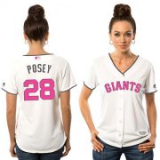 Wholesale Cheap Giants #28 Buster Posey White Mother's Day Cool Base Women's Stitched MLB Jersey