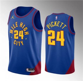 Wholesale Cheap Men\'s Denver Nuggets #24 Jalen Pickett Blue 2023 Draft Statement Edition Stitched Basketball Jersey