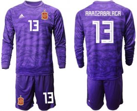 Wholesale Cheap Spain #13 Arrizabalaga Purple Long Sleeves Goalkeeper Soccer Country Jersey