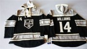 Wholesale Cheap Kings #14 Justin Williams Black Sawyer Hooded Sweatshirt Stitched NHL Jersey