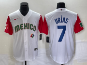 Wholesale Cheap Men's Mexico Baseball #7 Julio Urias Number 2023 White Red World Classic Stitched Jersey7