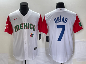 Wholesale Cheap Men\'s Mexico Baseball #7 Julio Urias Number 2023 White Red World Classic Stitched Jersey7