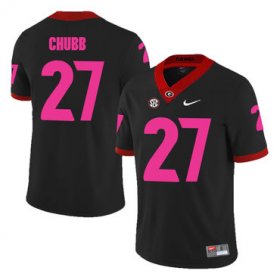 Wholesale Cheap Georgia Bulldogs 27 Nick Chubb Black Breast Cancer Awareness College Football Jersey