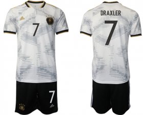 Cheap Men\'s Germany #7 Draxler White Home Soccer Jersey Suit