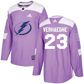 Cheap Adidas Lightning #23 Carter Verhaeghe Purple Authentic Fights Cancer Stitched NHL Jersey
