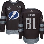 Cheap Adidas Lightning #81 Erik Cernak Black 1917-2017 100th Anniversary 2020 Stanley Cup Champions Stitched NHL Jersey