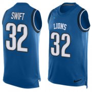 Wholesale Cheap Nike Lions #32 D'Andre Swift Blue Team Color Men's Stitched NFL Limited Tank Top Jersey