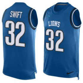 Wholesale Cheap Nike Lions #32 D\'Andre Swift Blue Team Color Men\'s Stitched NFL Limited Tank Top Jersey