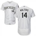 Wholesale Cheap Rockies #14 Tony Wolters White Strip Flexbase Authentic Collection Stitched MLB Jersey