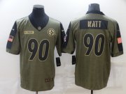 Wholesale Cheap Men's Pittsburgh Steelers #90 T.J. Watt Nike Olive 2021 Salute To Service Limited Player Jersey