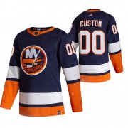 Wholesale Cheap New York Islanders Custom Navy Blue Men's Adidas 2020-21 Reverse Retro Alternate NHL Jersey