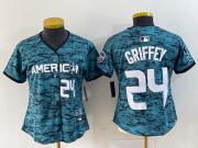 Wholesale Cheap Women's Seattle Mariners #24 Ken Griffey Number Teal 2023 All Star Cool Base Stitched Jersey