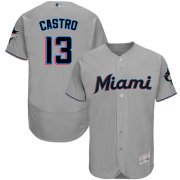 Wholesale Cheap marlins #13 Starlin Castro Grey Flexbase Authentic Collection Stitched MLB Jersey
