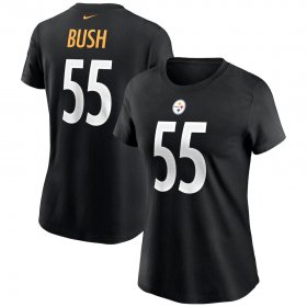 Wholesale Cheap Pittsburgh Steelers #55 Devin Bush Nike Women\'s Team Player Name & Number T-Shirt Black