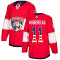 Wholesale Cheap Adidas Panthers #11 Jonathan Huberdeau Red Home Authentic USA Flag Stitched Youth NHL Jersey