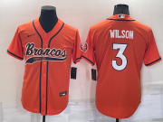 Wholesale Cheap Men's Denver Broncos #3 Russell Wilson Orange Stitched Cool Base Nike Baseball Jersey