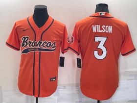 Wholesale Cheap Men\'s Denver Broncos #3 Russell Wilson Orange Stitched Cool Base Nike Baseball Jersey