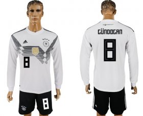 Wholesale Cheap Germany #8 Gundogan White Home Long Sleeves Soccer Country Jersey